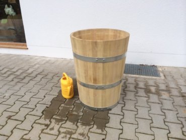 Holztrog aus Hartholz (Akazie / Eiche) 150 Liter Wasserfass Gartenfass